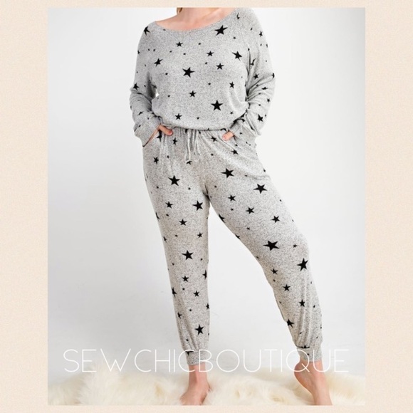 Plus Size Star Print Drawstring Joggers - Picture 4 of 4